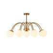Load image into Gallery viewer, 9-Light Frosted Glass Glass Brass Round Sputnik Semi Flush Mount
