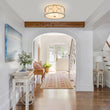 Load image into Gallery viewer, Antique Round White Fabric Drum Lantern Ceiling Light
