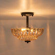 Load image into Gallery viewer, Art Deco Honey Amber Glass Floral Cage Semi Flush Mount
