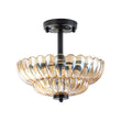 Load image into Gallery viewer, Art Deco Honey Amber Glass Floral Cage Semi Flush Mount
