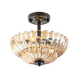 Load image into Gallery viewer, Art Deco Honey Amber Glass Floral Cage Semi Flush Mount
