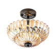 Load image into Gallery viewer, Art Deco Honey Amber Glass Floral Cage Semi Flush Mount
