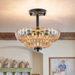 Load image into Gallery viewer, Art Deco Honey Amber Glass Floral Cage Semi Flush Mount
