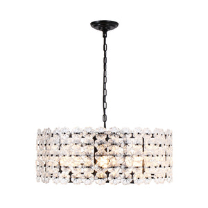 French Country Luxe Glass Flower Round Drum Cage Chandelier