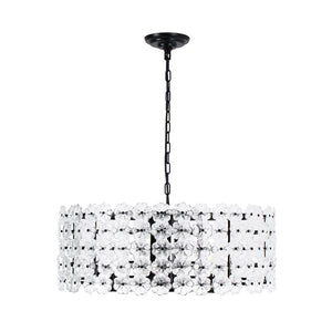 French Country Luxe Glass Flower Round Drum Cage Chandelier