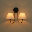 Load image into Gallery viewer, Vintage White Fabric Shade 2-Light Vanity Wall Sconce
