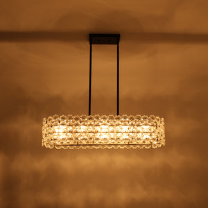 French Luxe Glass Flower Wide Cage Kitchen Island Pendant