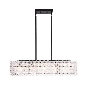 French Luxe Glass Flower Wide Cage Kitchen Island Pendant
