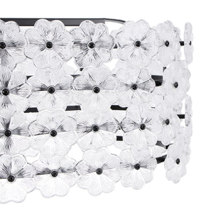 French Luxe Glass Flower Wide Cage Kitchen Island Pendant