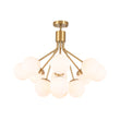 Load image into Gallery viewer, Brass 12-Light Tiered Frosted Glass Globe Bubble Sputnik Chandelier
