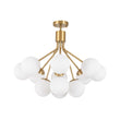 Load image into Gallery viewer, Brass 12-Light Tiered Frosted Glass Globe Bubble Sputnik Chandelier
