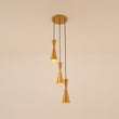 Load image into Gallery viewer, Brass 3-Light Cluster Metal Cone Round Pendant Chandelier
