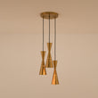 Load image into Gallery viewer, Brass 3-Light Cluster Metal Cone Round Pendant Chandelier
