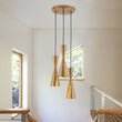 Load image into Gallery viewer, Brass 3-Light Cluster Metal Cone Round Pendant Chandelier
