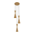 Load image into Gallery viewer, Brass 3-Light Cluster Metal Cone Round Pendant Chandelier
