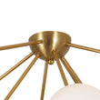 Load image into Gallery viewer, Brass 8-Light Milky Glass Globe Sunburst Semi Flush Mount
