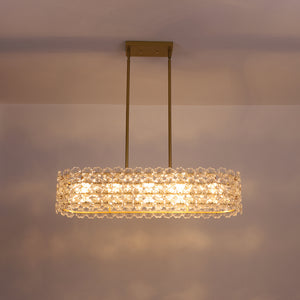 French Luxe Glass Flower Wide Cage Kitchen Island Pendant