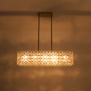 French Luxe Glass Flower Wide Cage Kitchen Island Pendant
