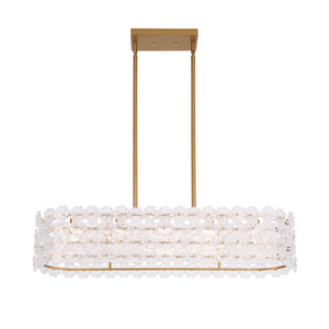 French Luxe Glass Flower Wide Cage Kitchen Island Pendant