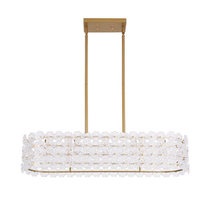French Luxe Glass Flower Wide Cage Kitchen Island Pendant