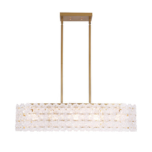 French Luxe Glass Flower Wide Cage Kitchen Island Pendant