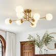 Load image into Gallery viewer, Brass Sputnik Frosted Glass Bubble Linear Sputnik Ceiling Light
