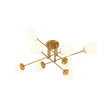 Load image into Gallery viewer, Brass Sputnik Frosted Glass Bubble Linear Sputnik Ceiling Light
