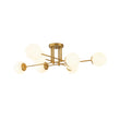 Load image into Gallery viewer, Brass Sputnik Frosted Glass Bubble Linear Sputnik Ceiling Light

