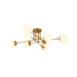 Load image into Gallery viewer, Brass Sputnik Frosted Glass Bubble Linear Sputnik Ceiling Light
