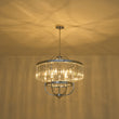 Load image into Gallery viewer, Chrome Faceted Crystal Candle Drum Cage Chandelier
