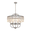 Load image into Gallery viewer, Chrome Faceted Crystal Candle Drum Cage Chandelier

