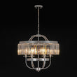 Load image into Gallery viewer, Chrome Faceted Crystal Candle Drum Cage Chandelier

