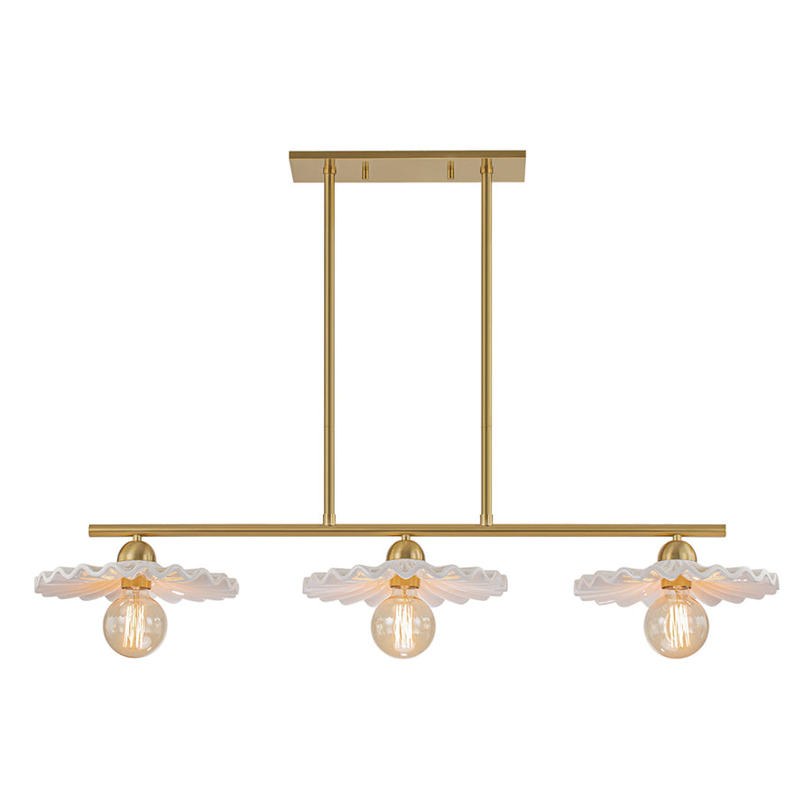 Classic Ceramic Brass 3-Light Kitchen Island Pendant Chandelier