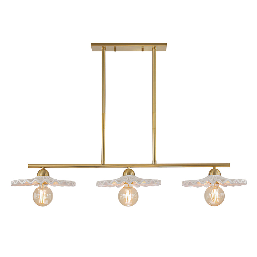 Classic Ceramic Brass 3-Light Kitchen Island Pendant Chandelier