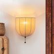 Load image into Gallery viewer, Farmhouse 1-Light Beige Linen Shade Chain Switch Wall Lamp

