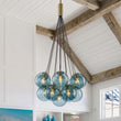 Load image into Gallery viewer, Coastal Bubble Cluster Blue Glass Globe Chandelier
