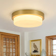 Load image into Gallery viewer, Dimmable LED Round Gold Milky White Glass Flush Mount Light
