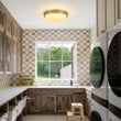 Load image into Gallery viewer, Dimmable LED Round Gold Milky White Glass Flush Mount Light
