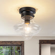 Load image into Gallery viewer, Farmhouse 1-Light Black Layered Clear Glass Semi Flush Mount
