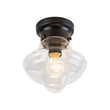 Load image into Gallery viewer, Farmhouse 1-Light Black Layered Clear Glass Semi Flush Mount
