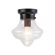 Load image into Gallery viewer, Farmhouse 1-Light Black Layered Clear Glass Semi Flush Mount
