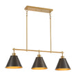 Load image into Gallery viewer, Farmhouse 3-Light Black Gold Conical Kitchen Island Pendant
