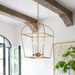 Load image into Gallery viewer, Farmhouse 4-Light Vintage Aged Brass Metal Square Cage Pendant
