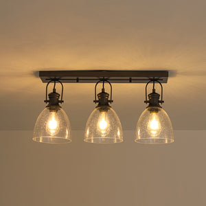 Farmhouse Dual Mount Seeded Glass Linear Ceiling Light