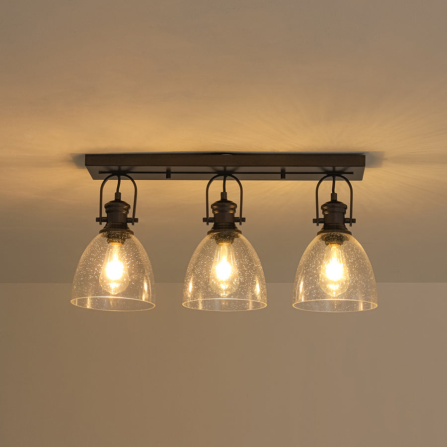 Farmhouse Dual Mount Seeded Glass Linear Ceiling Light