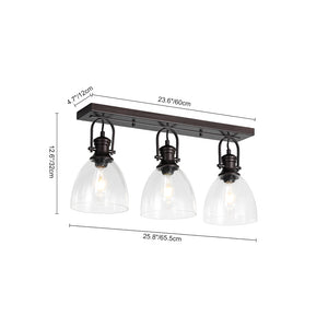 Farmhouse Dual Mount Seeded Glass Linear Ceiling Light