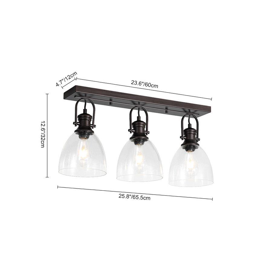 Farmhouse Dual Mount Seeded Glass Linear Ceiling Light