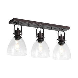 Farmhouse Dual Mount Seeded Glass Linear Ceiling Light