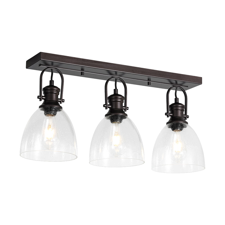 Farmhouse Dual Mount Seeded Glass Linear Ceiling Light