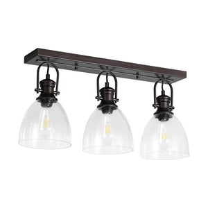 Farmhouse Dual Mount Seeded Glass Linear Ceiling Light